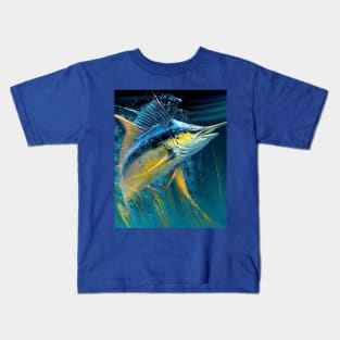 Blue Marlin In The Deep Kids T-Shirt